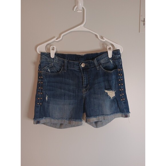 Rock & Republic Denim Shorts Sz 10 Distressed Stud Detail - Picture 1 of 7